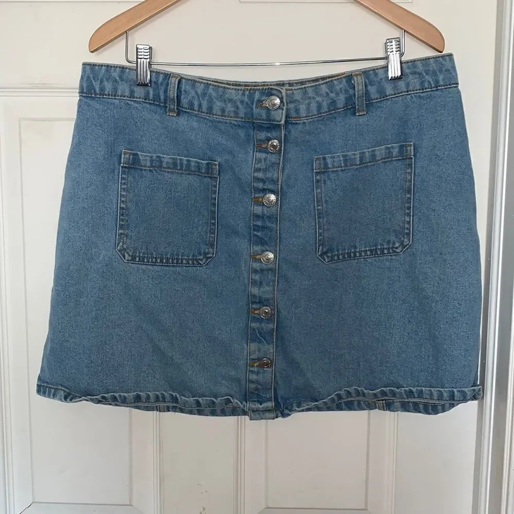 Denim & Co. Button Up Denim Skirt